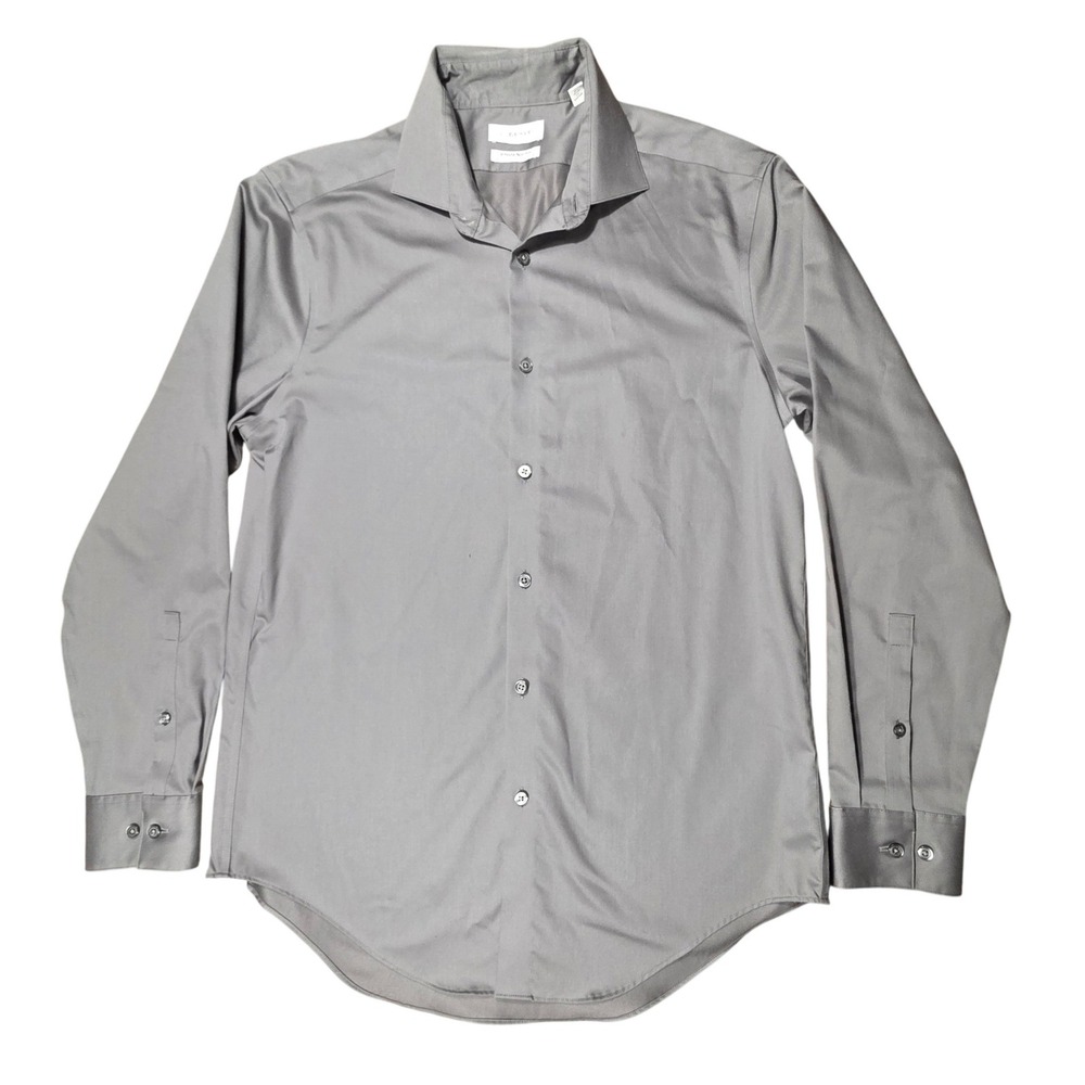 Calvin Klein Mens Infinite Non Iron Slim Fit Stretch Dress Shirt Grey 15.5 32/33